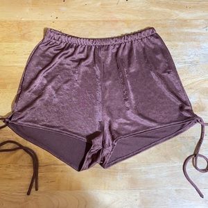Zara brown satin shorts w/ elastic waist band